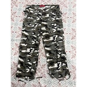 Milly Jeans Camo Cargo Pants Green Black White Utility Streetwear Size 13/14